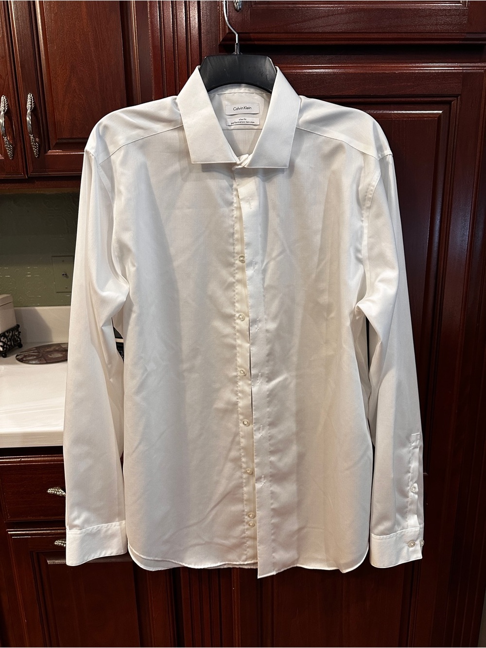 Calvin Klein Men's White Dress Shirt - Classic Long Sleeve 17 34-35